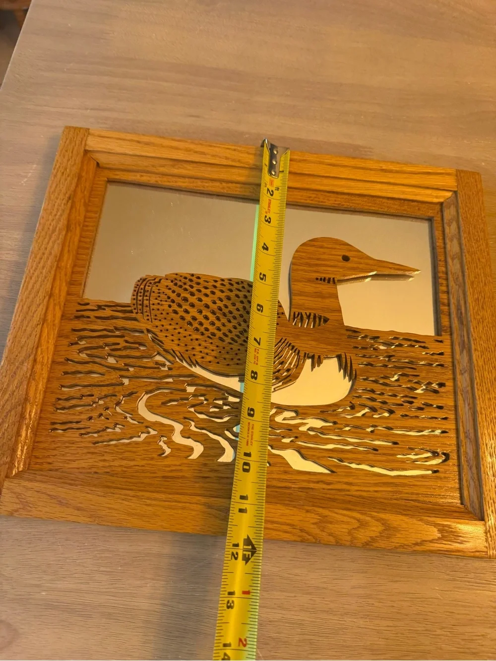 Vintage handmade wooden (solid) loon mirror wall decor